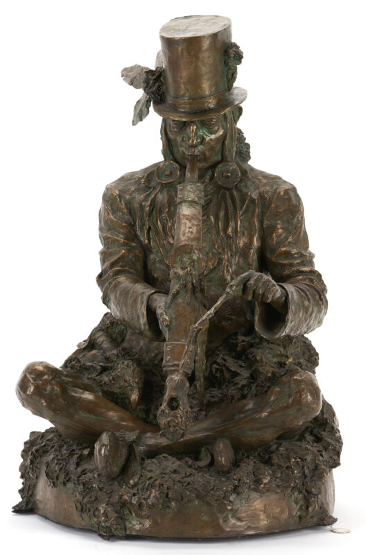 Lot 517: Scott Rogers Bronze Sculpture, The Chief Celebrates His New Hat w/ COA