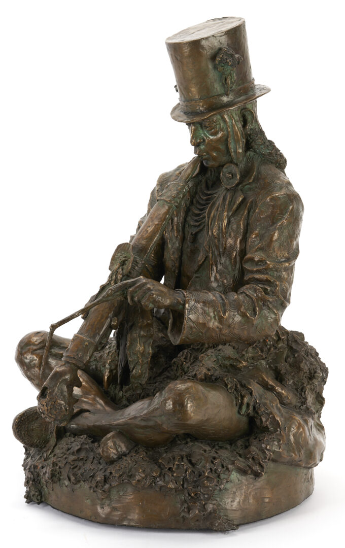 Lot 517: Scott Rogers Bronze Sculpture, The Chief Celebrates His New Hat w/ COA