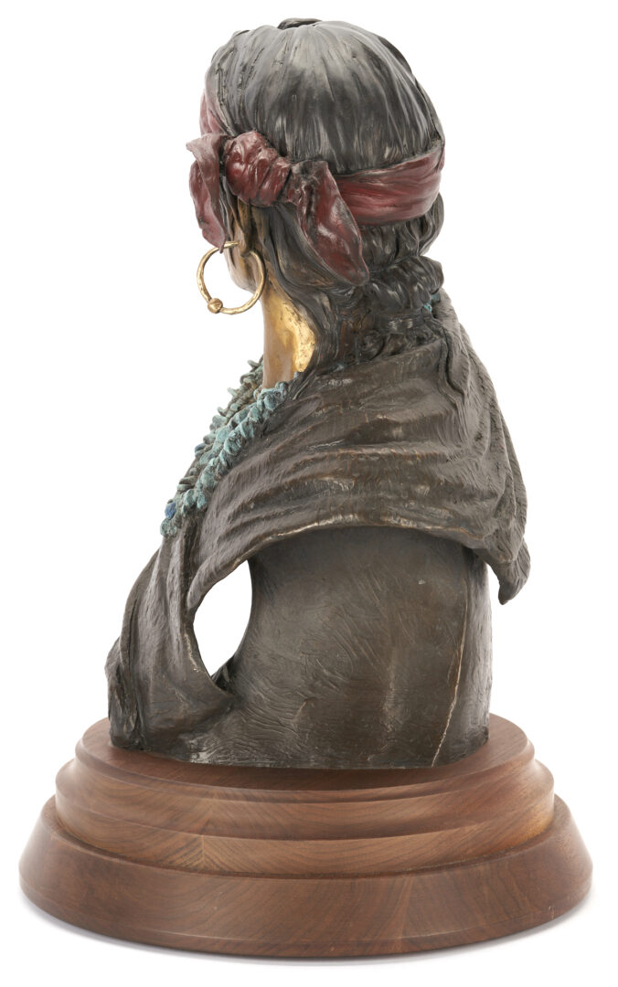 Lot 518: Susan Kliewer Bronze Bust Sculpture, Keeper of the Eagle w/ COA
