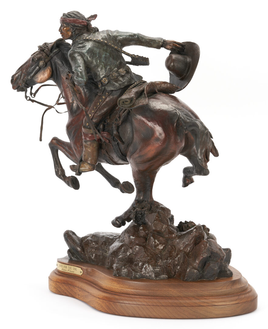 Lot 519: Susan Kliewer Bronze Equestrian Sculpture, Late for the Sing w/ COA