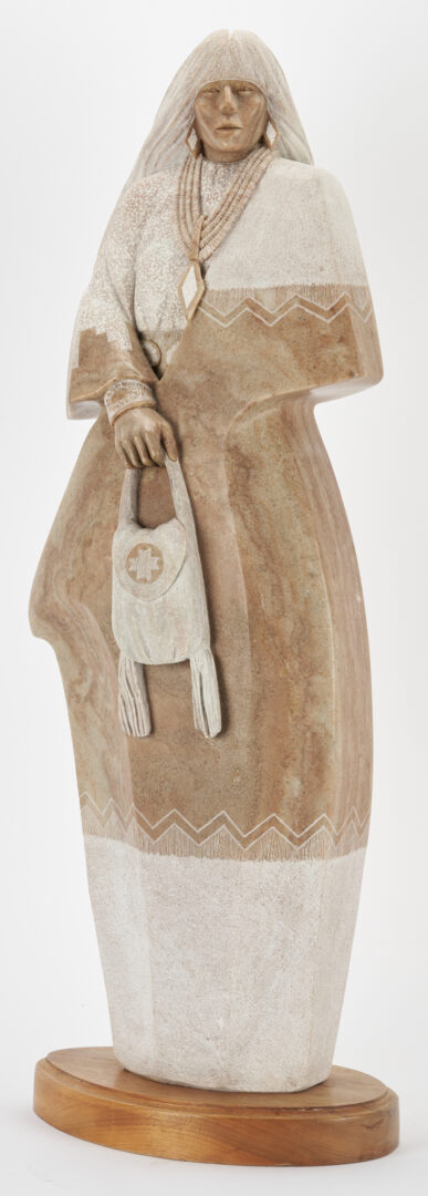 Lot 520: Oreland Joe Alabaster Sculpture, Watching the Singers from Red Valley