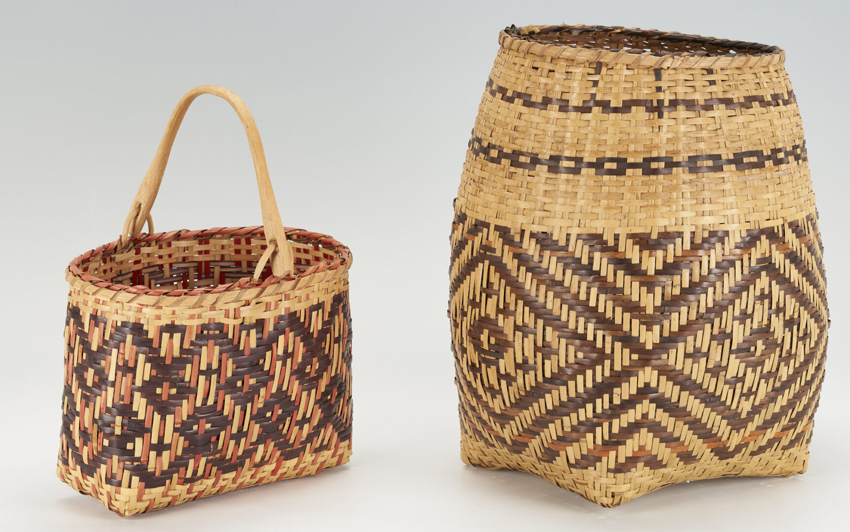 Lot 531: 2 Native American Cherokee Rivercane Baskets, incl. Edmond Youngblood, 1984