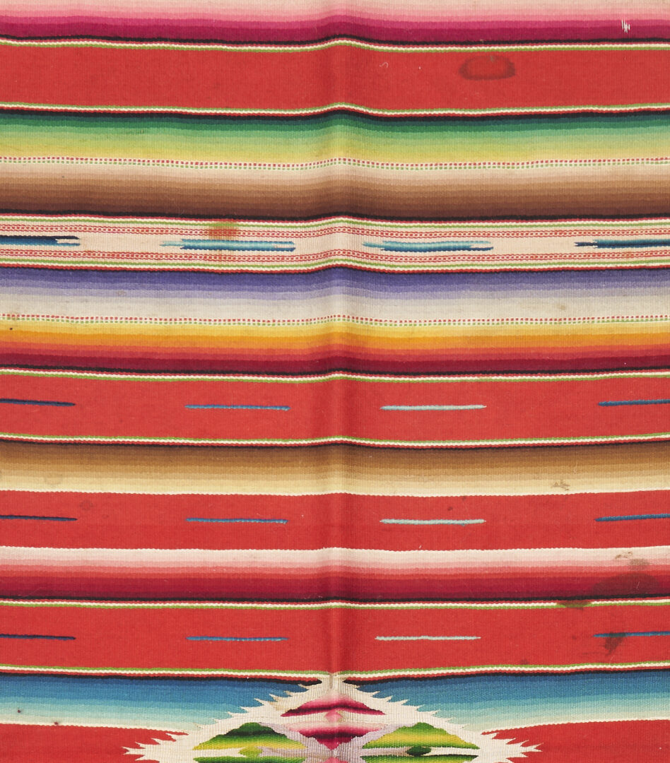 Lot 544: 3 Mexican Saltillo Serape Weavings, incl. Turquoise Blanket