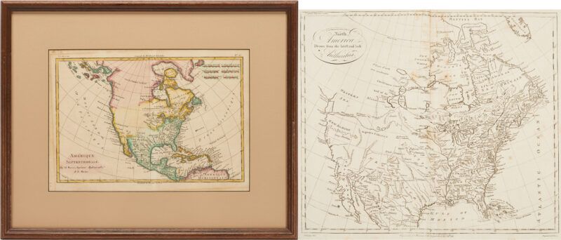 Lot 547: 2 18th Cent. Maps of America, incl. Kitchin, Bonne