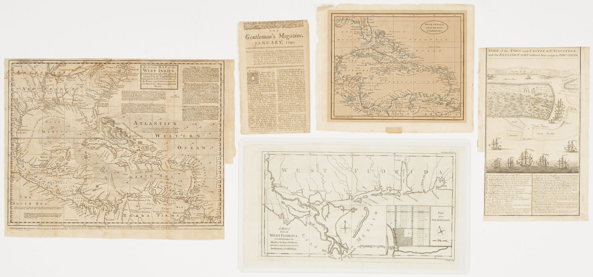 Lot 549: 4 Early Florida Maps, incl. St. Augustine & Bowen