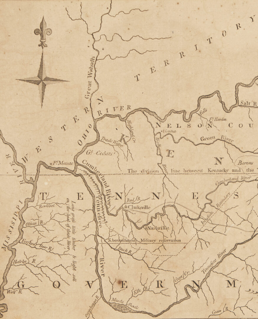 Lot 551: 2 Early TN & KY Maps: Cyrus Harris, 1796 & Samuel Lewis & Alexander Lawson, 1805