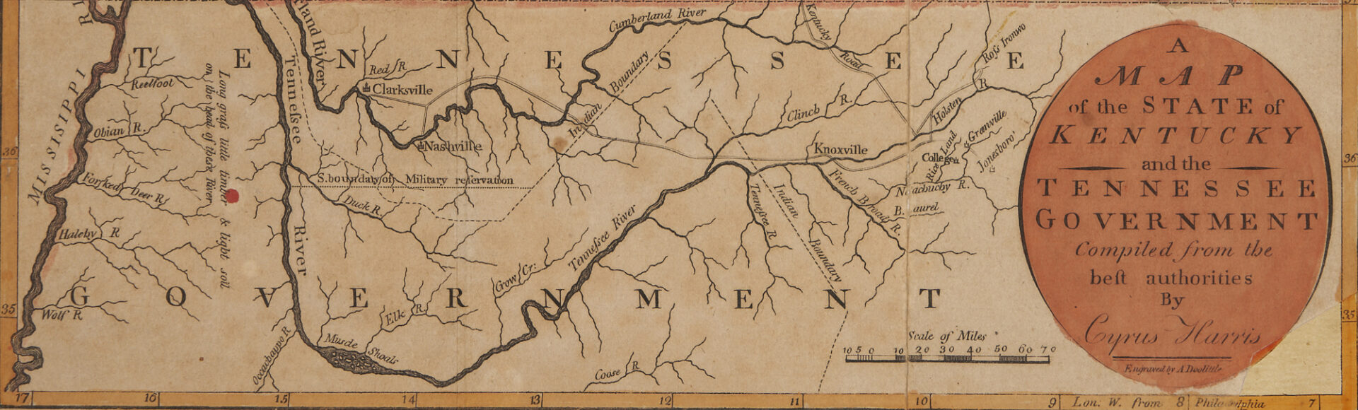 Lot 552: 1800 KY Map by John Payne; 1796 KY & TN Map by Cyrus Harris; 4 items