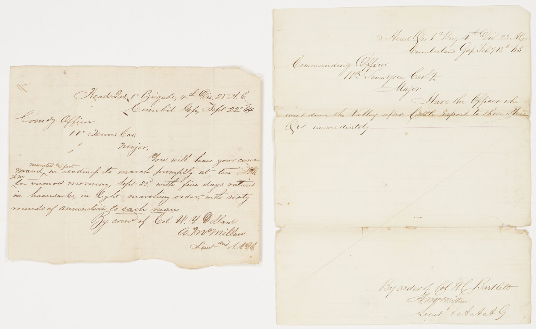 Lot 553: 7 TN Civil War Documents, incl. East TN & Cumberland Gap