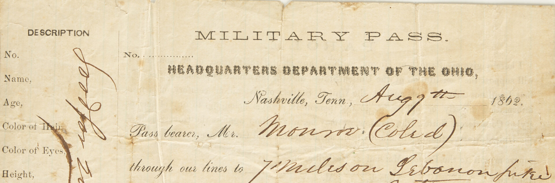 Lot 558: 2 Middle TN African American Ephemera Items, incl. Civil War & Gov. Signed, 19th C