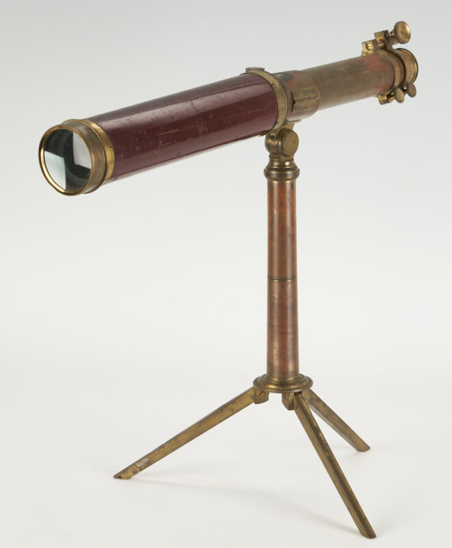 Lot 564: Dolland Maritime Telescope, USS Kearsarge related, with tripod and box