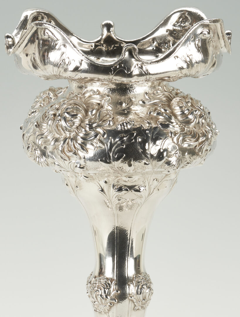 Lot 58: "Martele" Art Nouveau 950 Silver Centerpiece Vase, 22"H