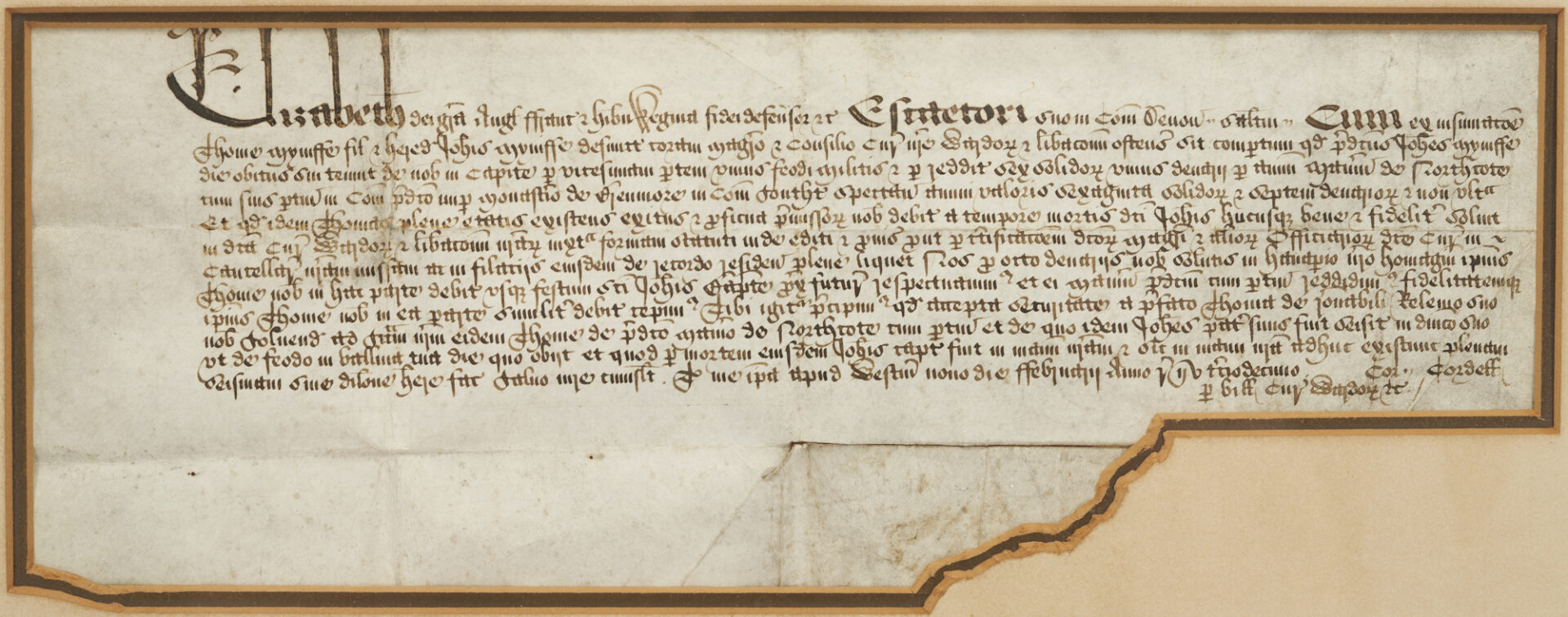 Lot 593: English Elizabethan Possession Bill, Framed, Dated 1571