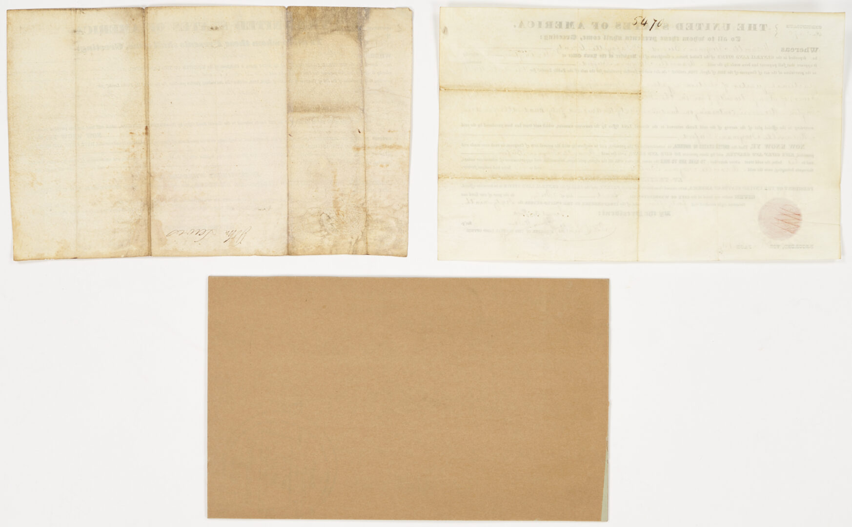 Lot 599: 3 Presidential Land Grants, incl. Native American Chickasaw Pontotoc MS