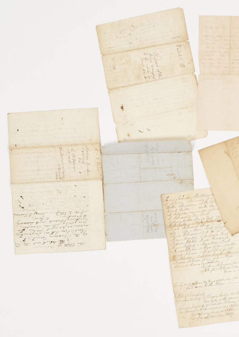 Lot 605: Archive of 9 East TN Slave Related Documents, incl. Bills of Sale, Letters & Estate Inventories