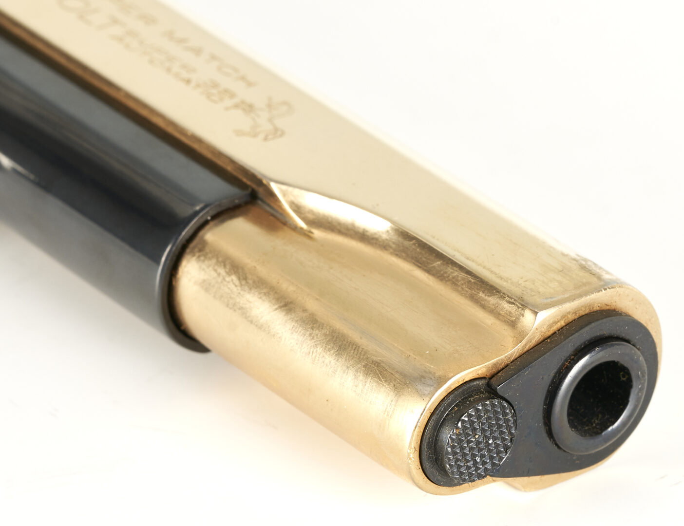 Lot 611: Colt 1911-A1 Super Match .38 Automatic, Engraved Gold Plated Slide