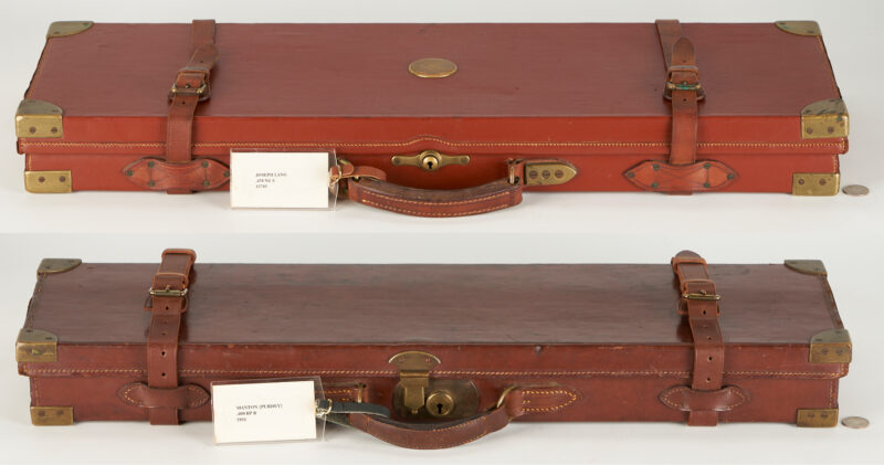 Lot 616: 2 Early 20th Custom Leather Gun Cases Fitted For Big Game Rifles