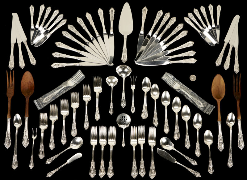 Lot 63: 132 pcs. Wallace Rosepoint Sterling Silver Flatware, service for 24