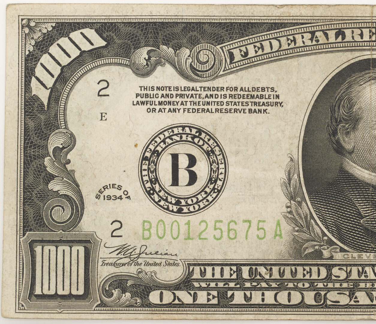 Lot 646: 1934 $1000 Federal Reserve Note