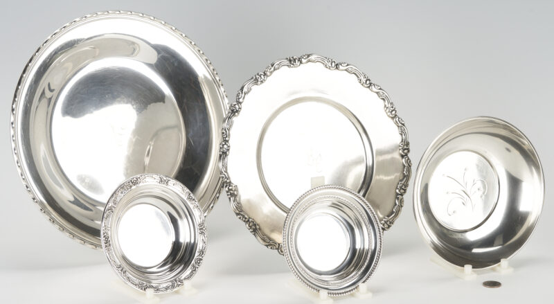 Lot 673: 5 Sterling Silver Serving Pieces, incl. Trays