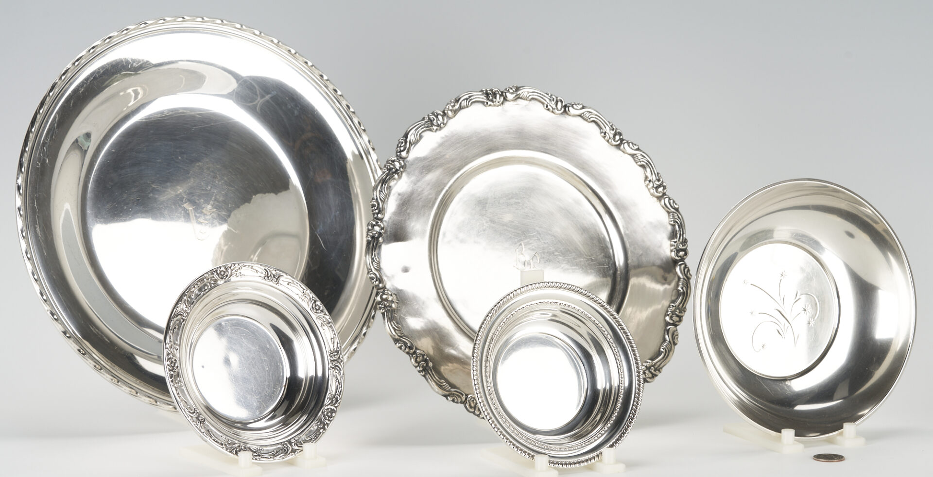 Lot 673: 5 Sterling Silver Serving Pieces, incl. Trays