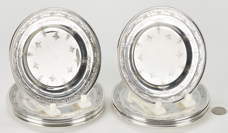 Lot 677: 12 Towle Seville Sterling Silver Bread Plates