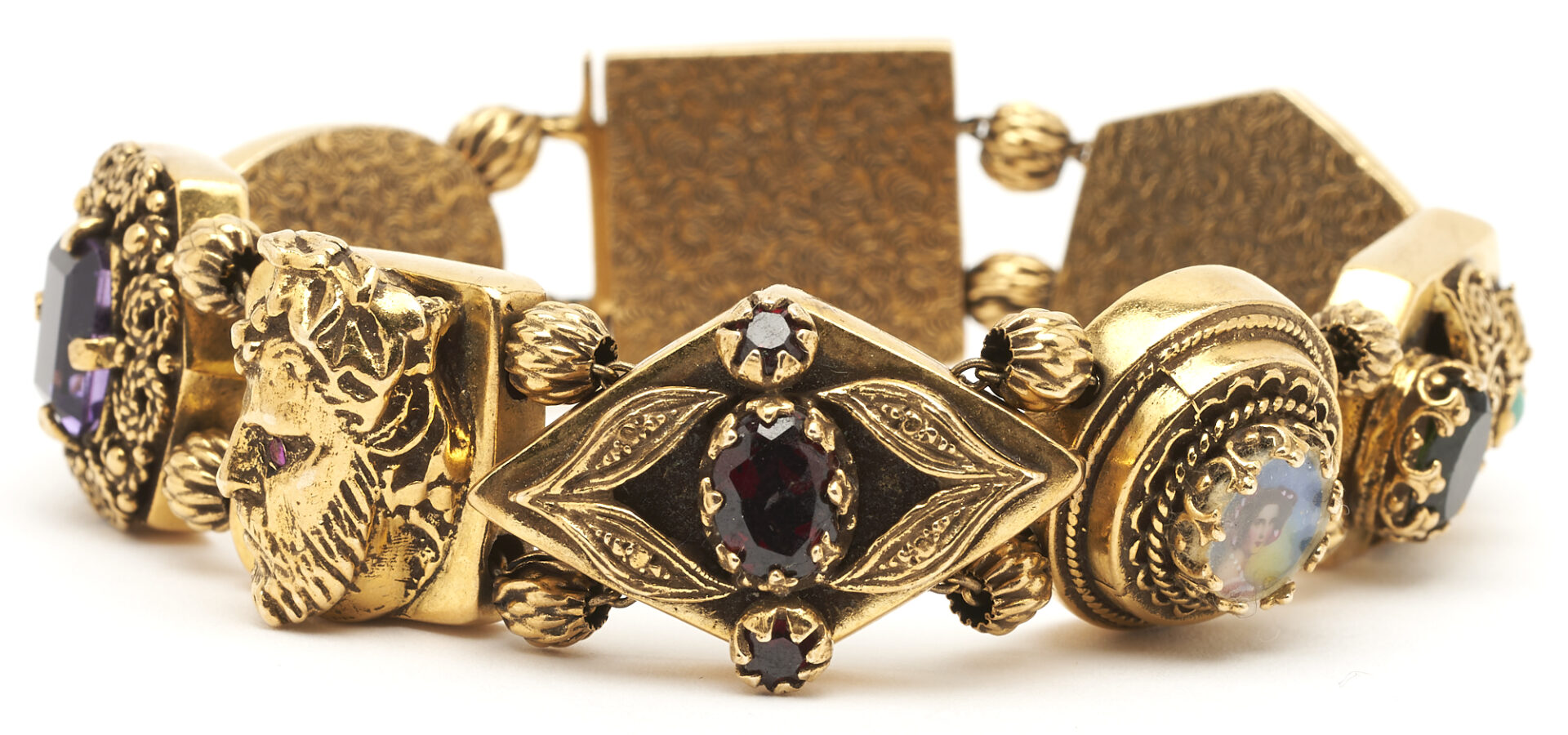 Lot 685: 14K Gold & Gemstone Slide Bracelet