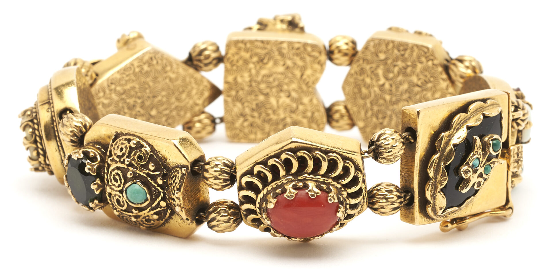 Lot 685: 14K Gold & Gemstone Slide Bracelet