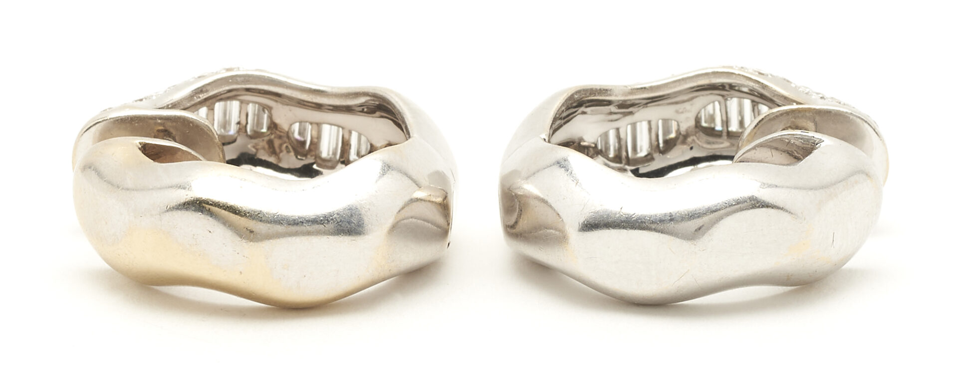 Lot 689: 2 Prs. of White Gold & Diamond Earrings