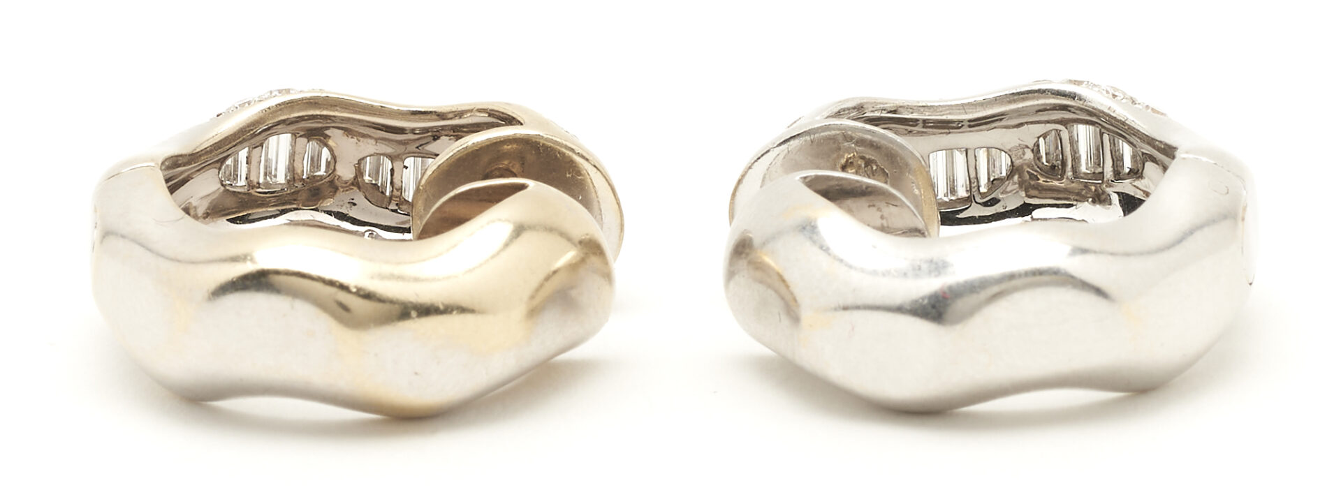 Lot 689: 2 Prs. of White Gold & Diamond Earrings