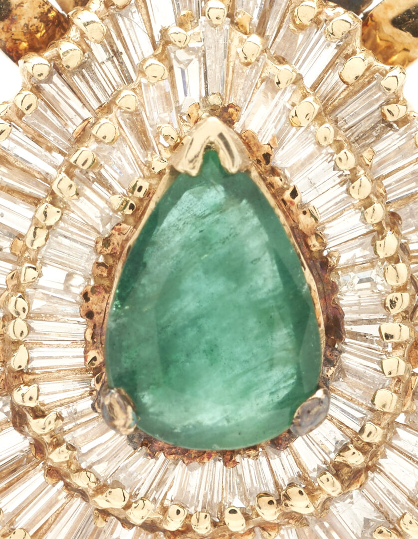 Lot 693: Italian 14K Emerald & Diamond Teardrop Necklace