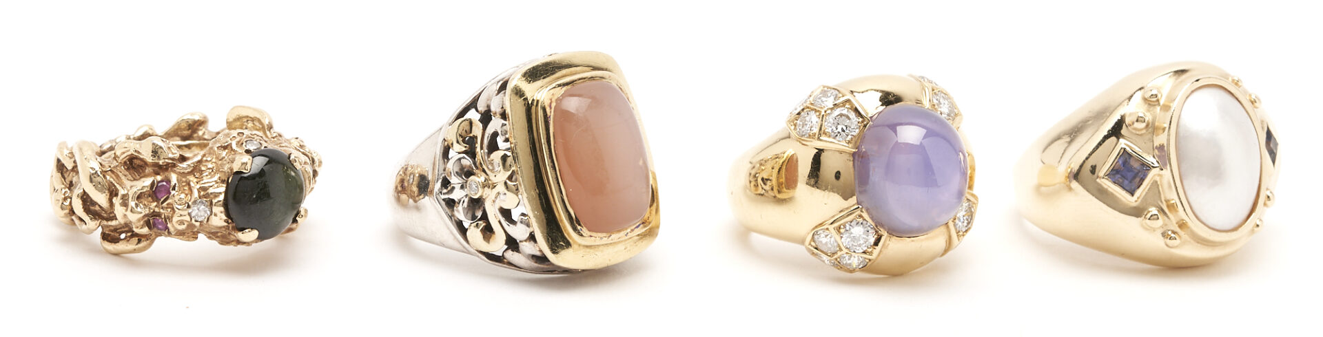 Lot 697: 4 Ladies Gold & Gemstone Rings