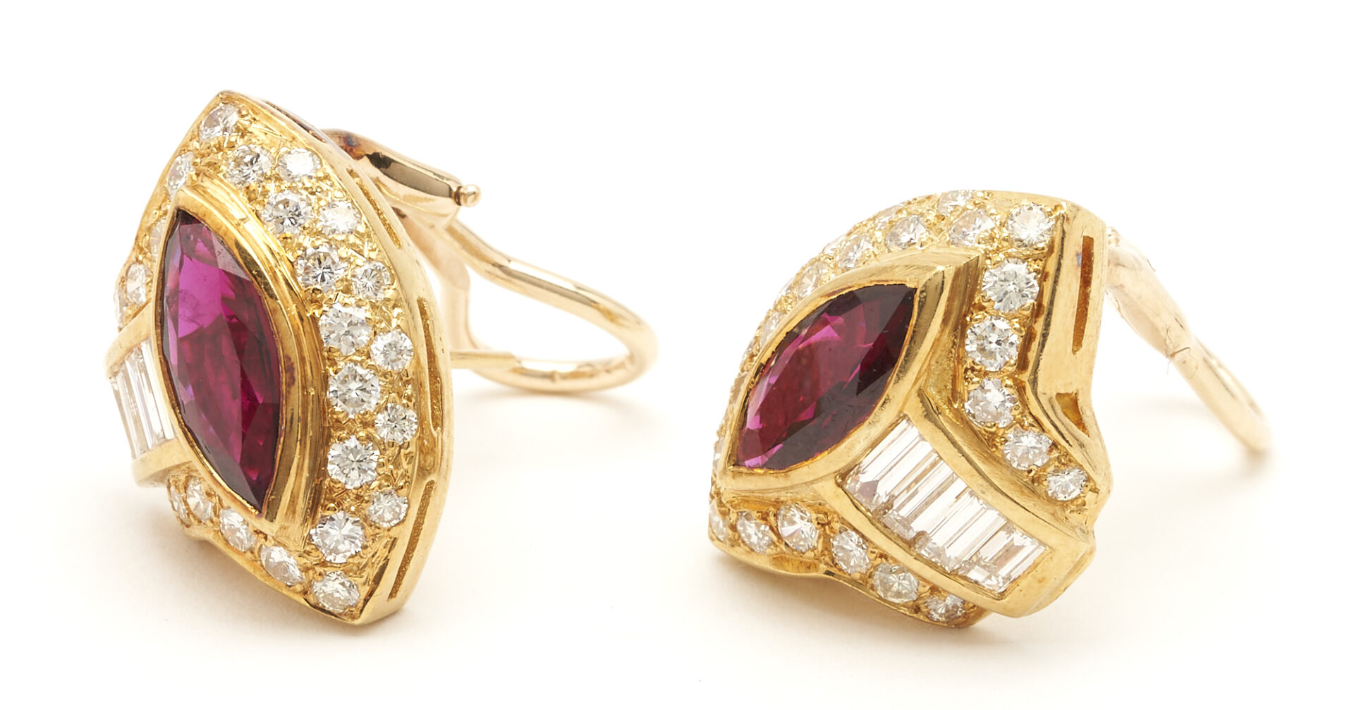 Lot 699: 18K Ruby & Diamond Earrings
