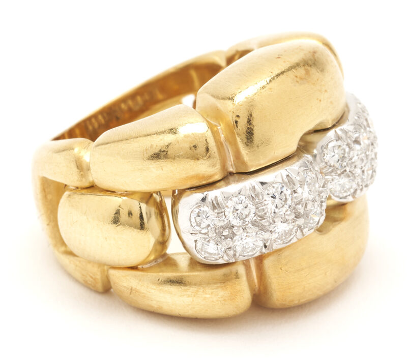 Lot 700: Ladies 18K & Platinum Diamond Designer Ring, M. Lowe & Company