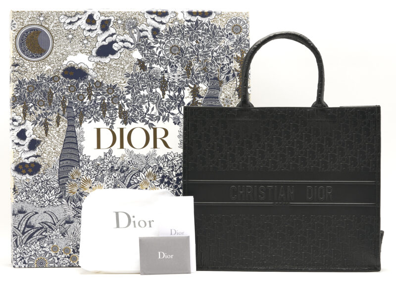 Lot 718: Dior Oblique Embossed Black Book Tote