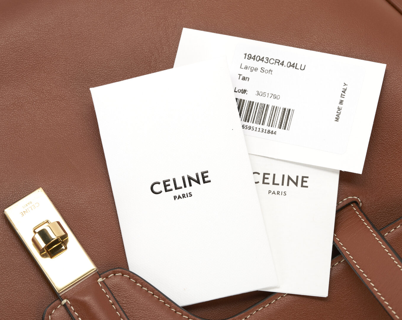 Lot 726: Celine Large Soft 16 Calfskin Bag in Tan