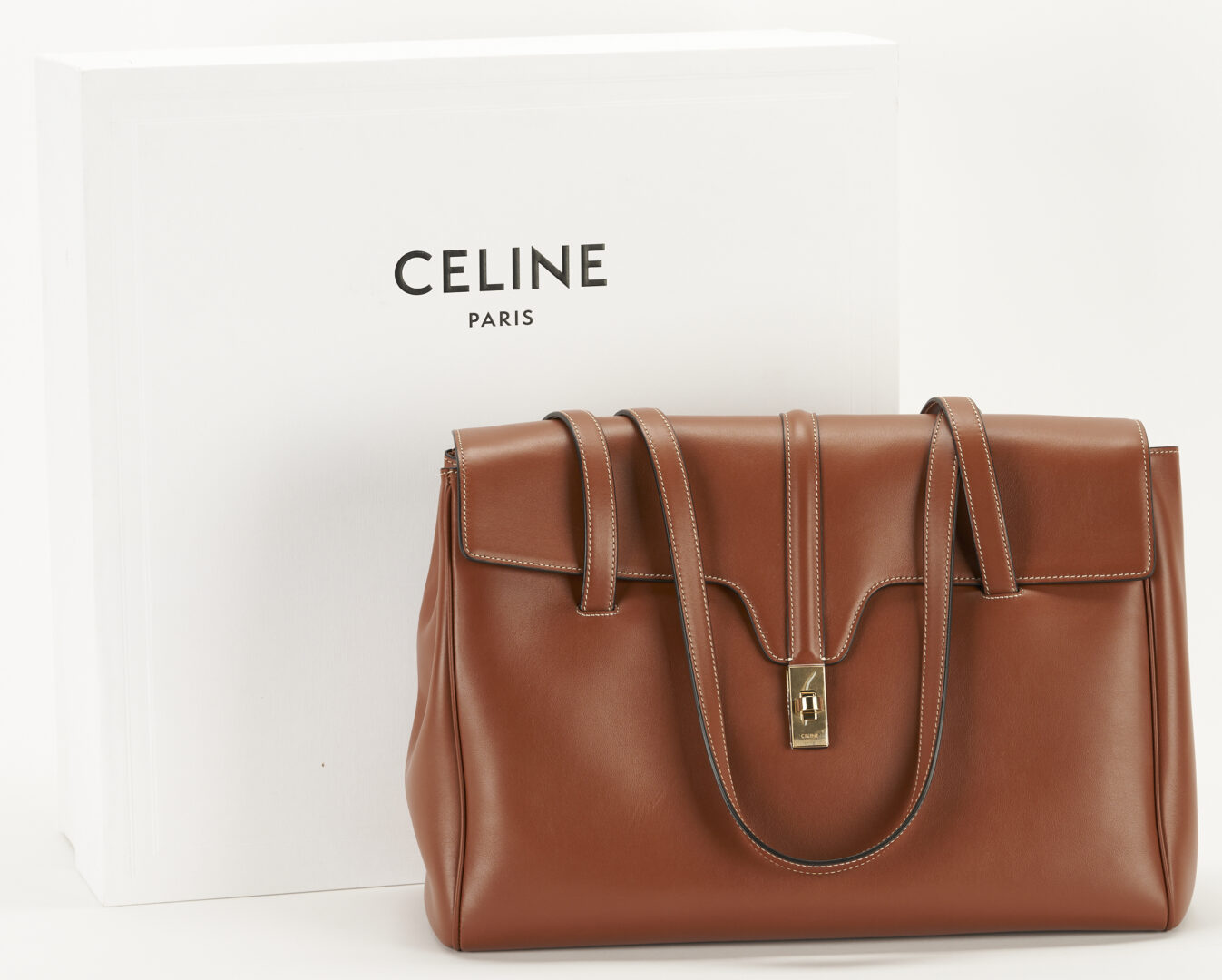 Lot 726: Celine Large Soft 16 Calfskin Bag in Tan
