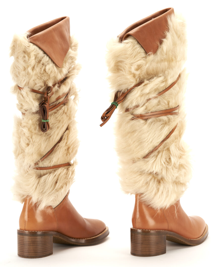 Lot 729: 2 Pairs Celine Tall Boots, Folco Fur Boots & Manon Wedge Over the Knee