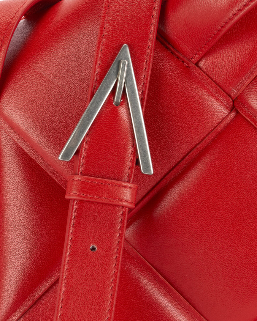 Lot 731: Bottega Veneta Nail Polish Red Maxi Intrecciato Cross Body Bag