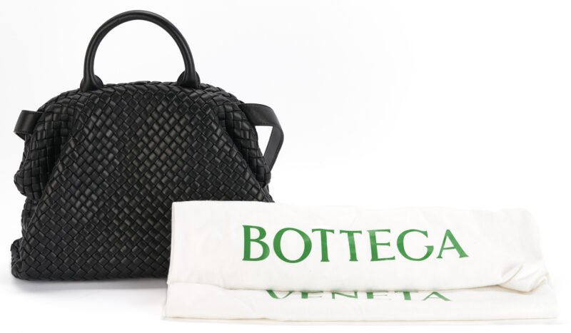 Lot 734: Bottega Veneta Medium Black Intrecciato Tote Bag with Top Handle & Shoulder Strap