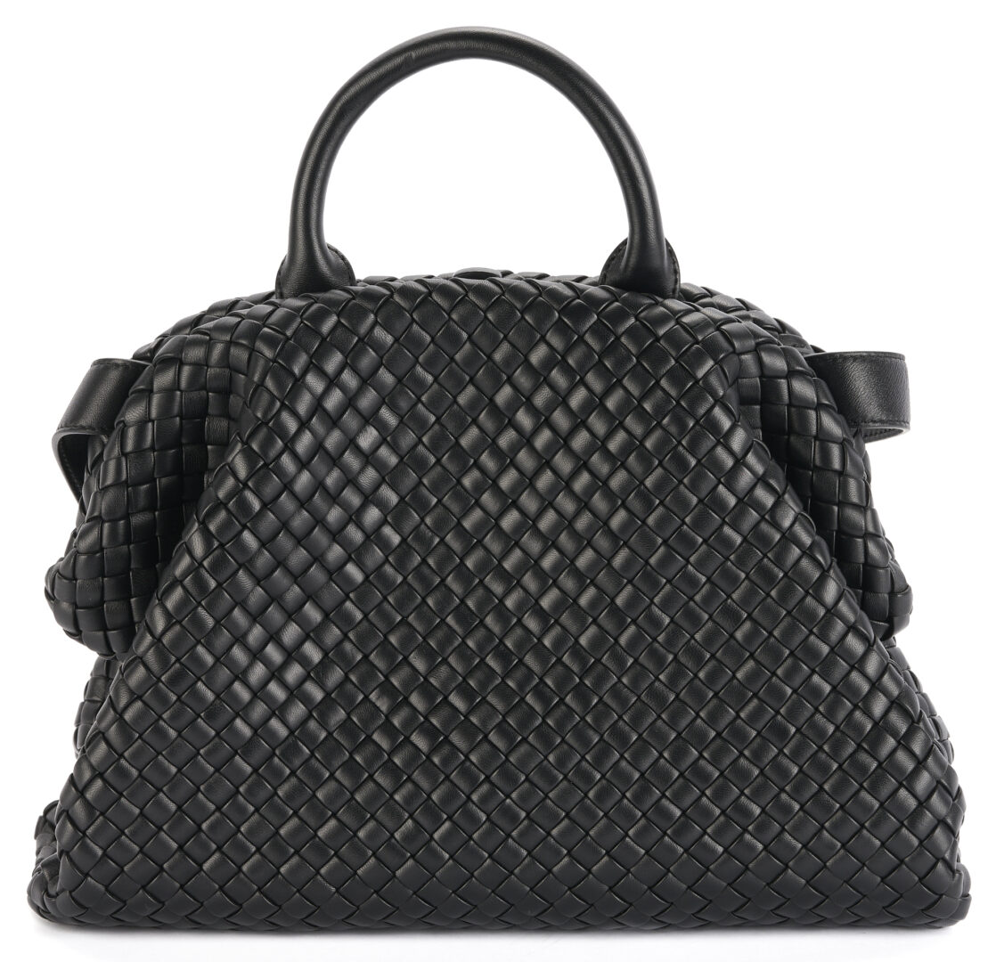 Lot 734: Bottega Veneta Medium Black Intrecciato Tote Bag with Top Handle & Shoulder Strap