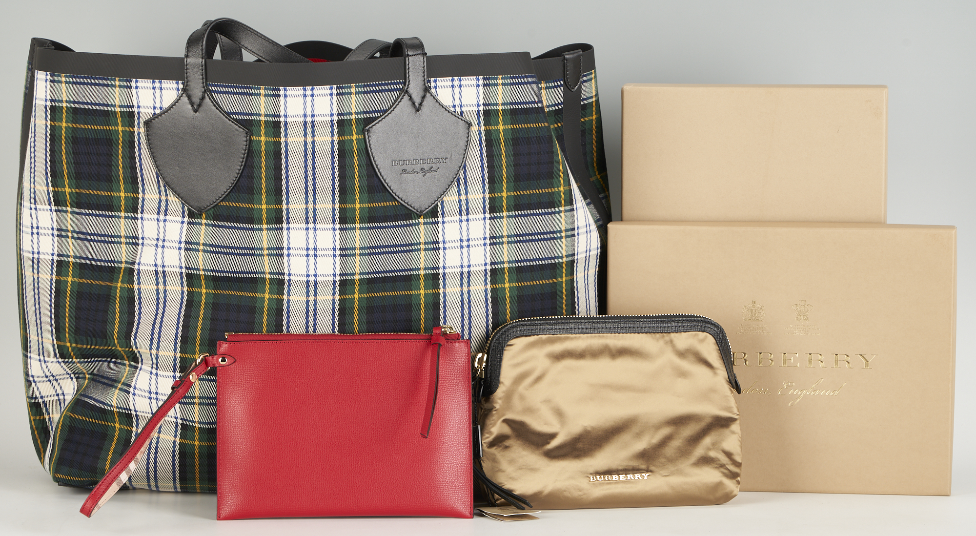 Burberry Check Canvas Reversible Tote - Red Totes, Handbags
