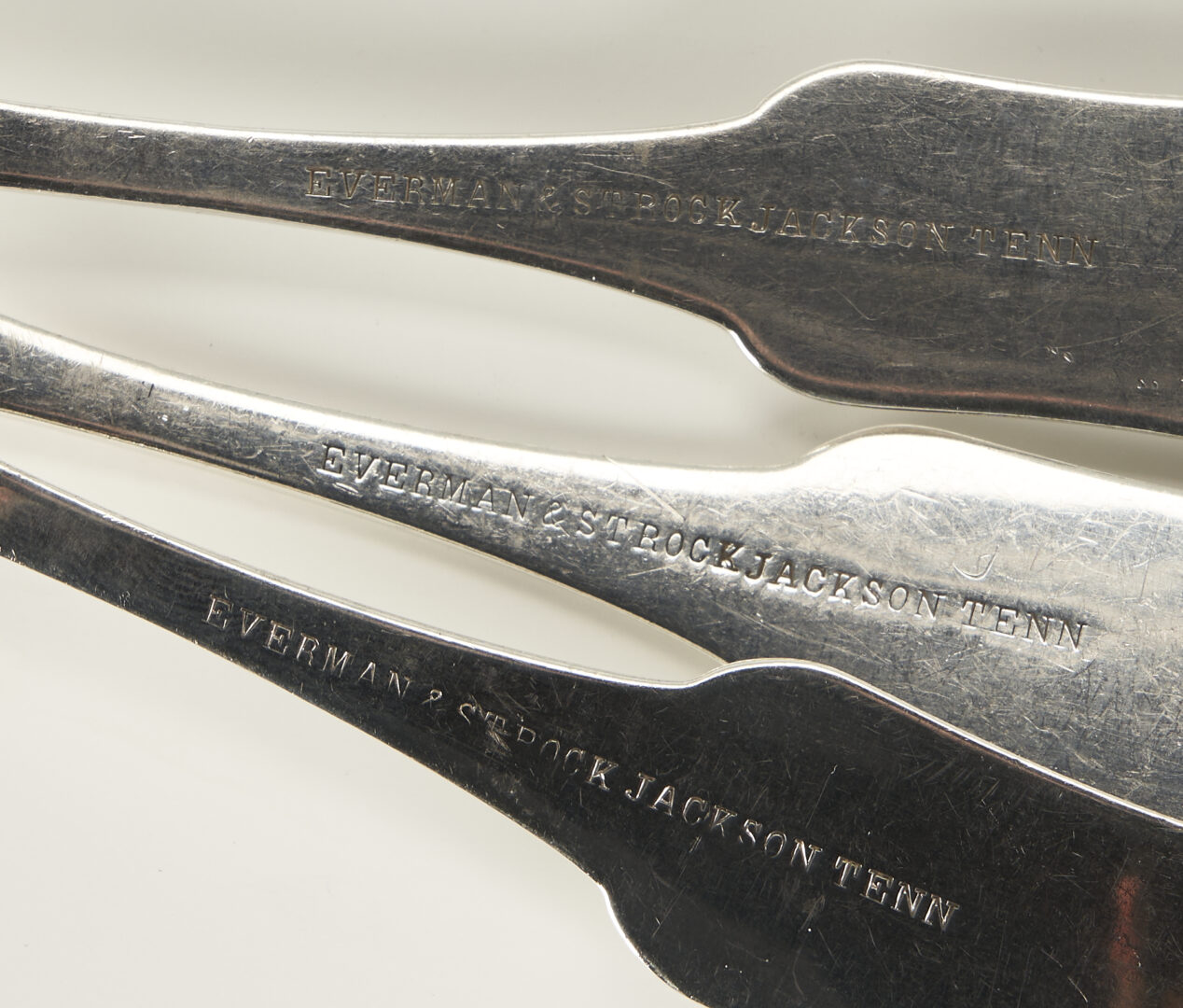 Lot 74: 6 Jackson, TN Coin Silver Spoons, by Everman & Strock