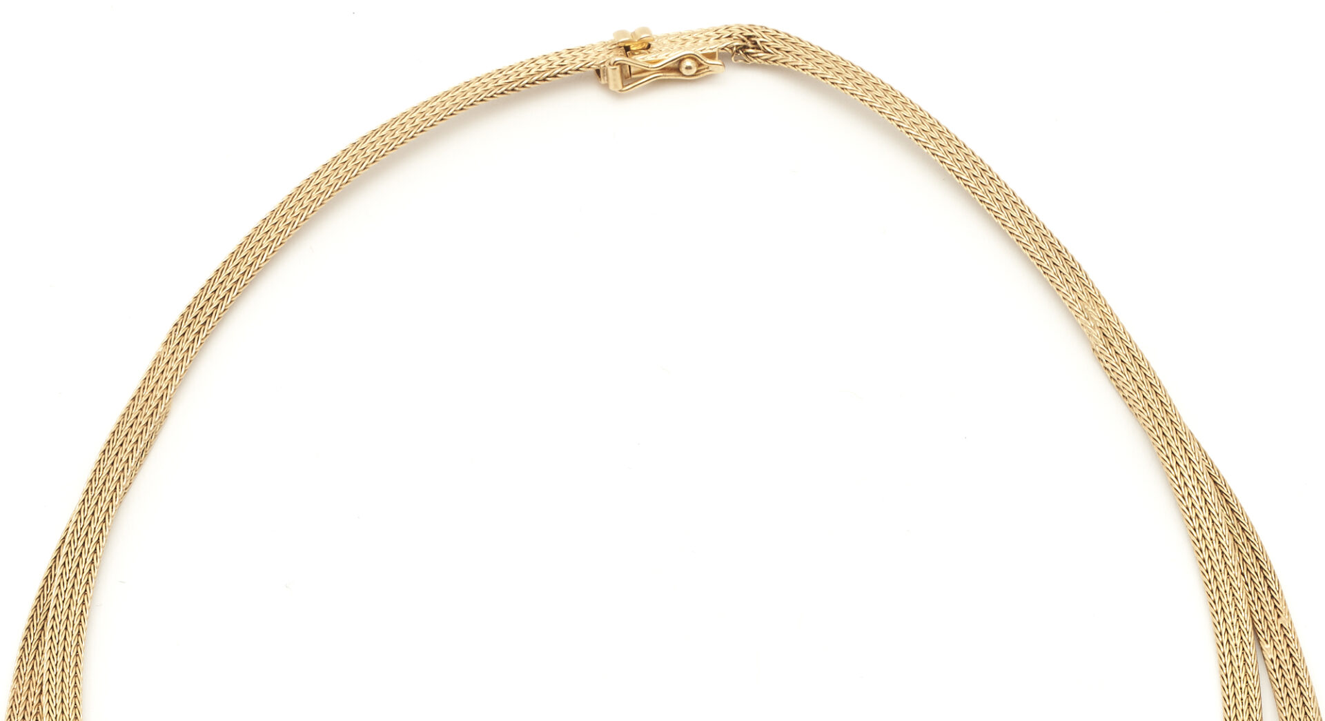 Lot 760: 18K Designer Triple Strand Woven Necklace
