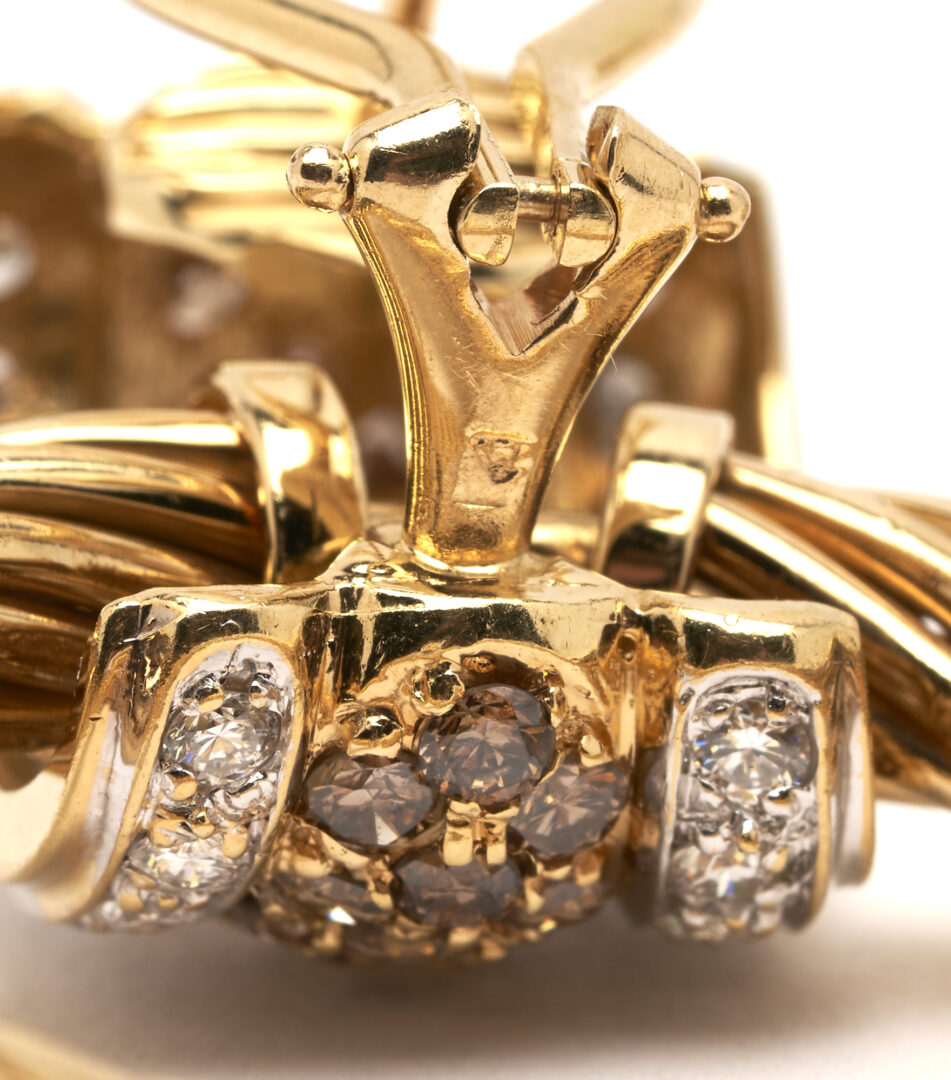 Lot 761: 18K Gold & Diamond Earrings