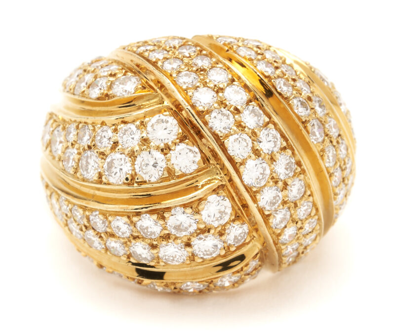 Lot 764: Vintage Gemlock 18K Gold & Diamond Dome Ring