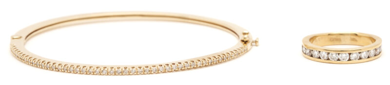Lot 768: Gold & Diamond Bangle Bracelet & Eternity Ring