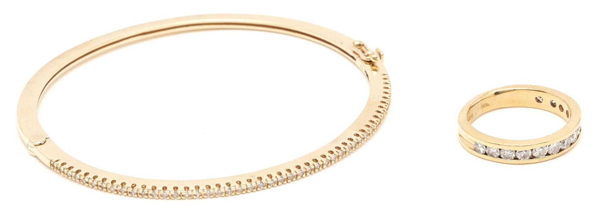 Lot 768: Gold & Diamond Bangle Bracelet & Eternity Ring