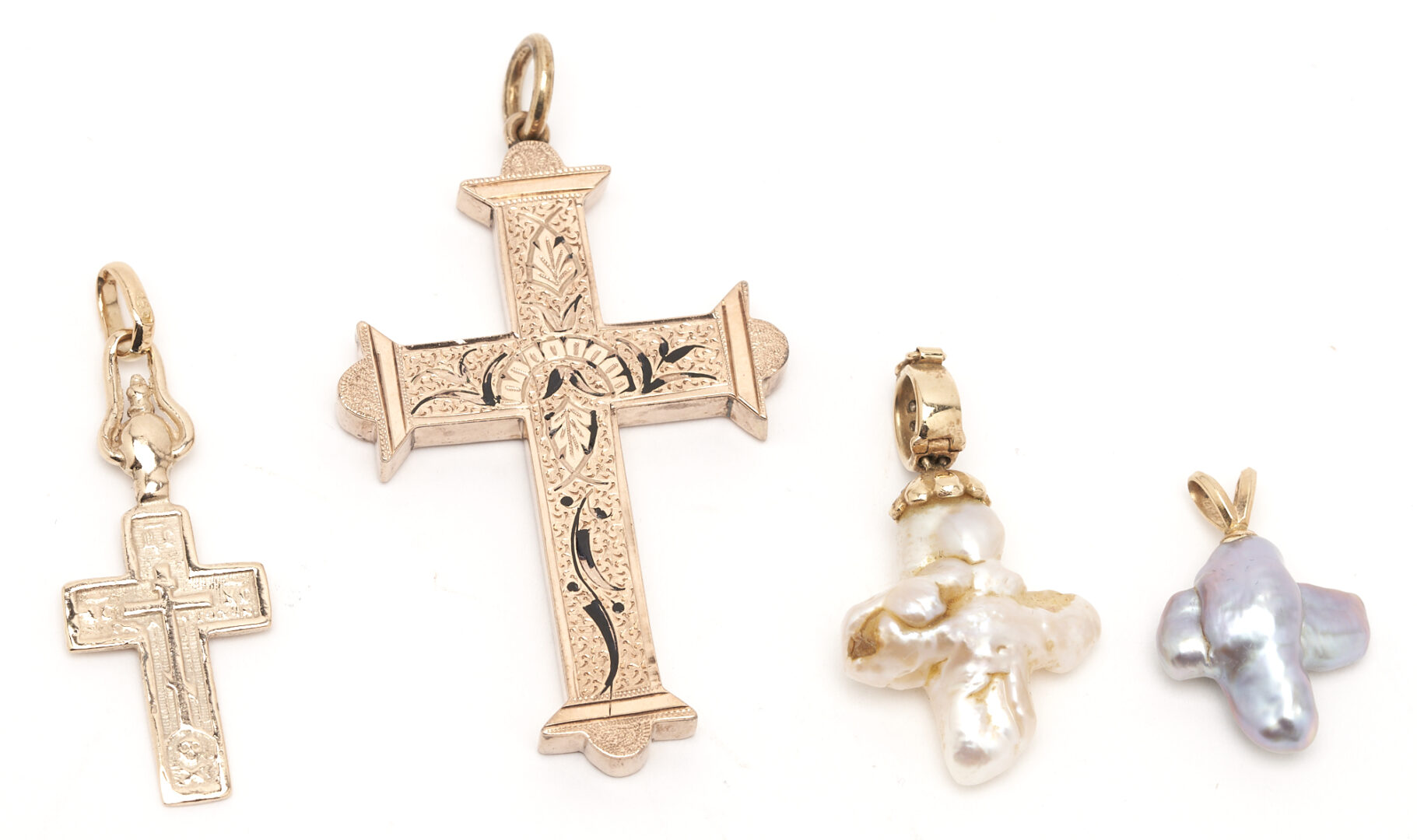Lot 771: Assembled Grouping of Gold Religious Cross Pendants, 7 total