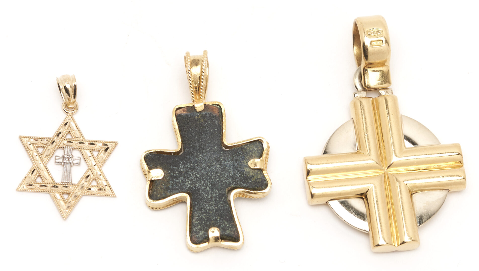 Lot 771: Assembled Grouping of Gold Religious Cross Pendants, 7 total