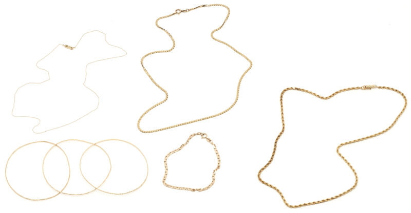 Lot 773: 3 14K Gold Necklaces & 4 14K Gold Bracelets